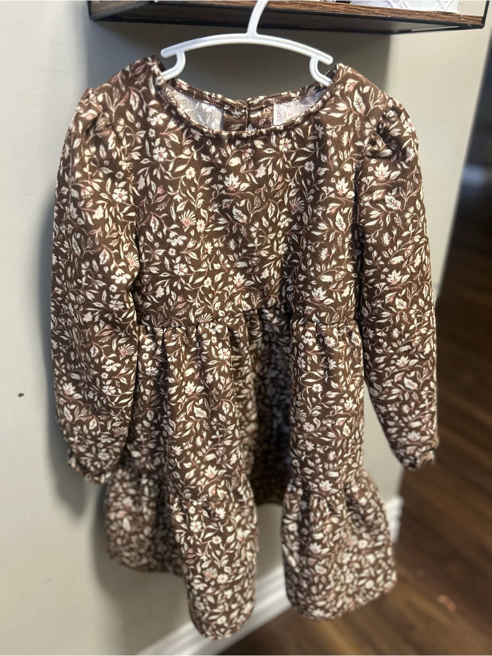 Girls Brown Floral Dress - Size 5